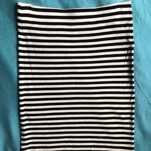 Madewell Black and White Striped Pencil Skirt